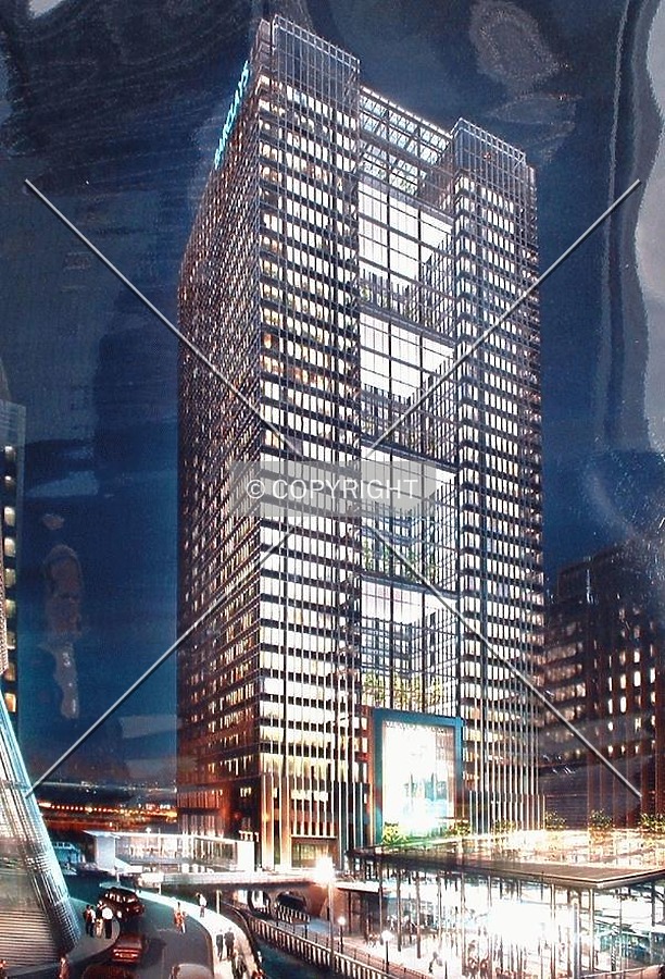 Photo of Hoarding image showing night view of One Churchill Place