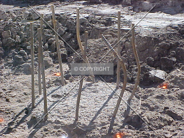 The top of a caisson with steel reinforcing rebar