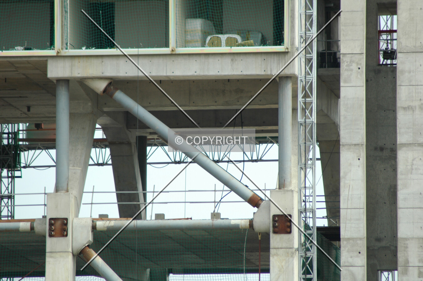 Steel beams on the installations floor