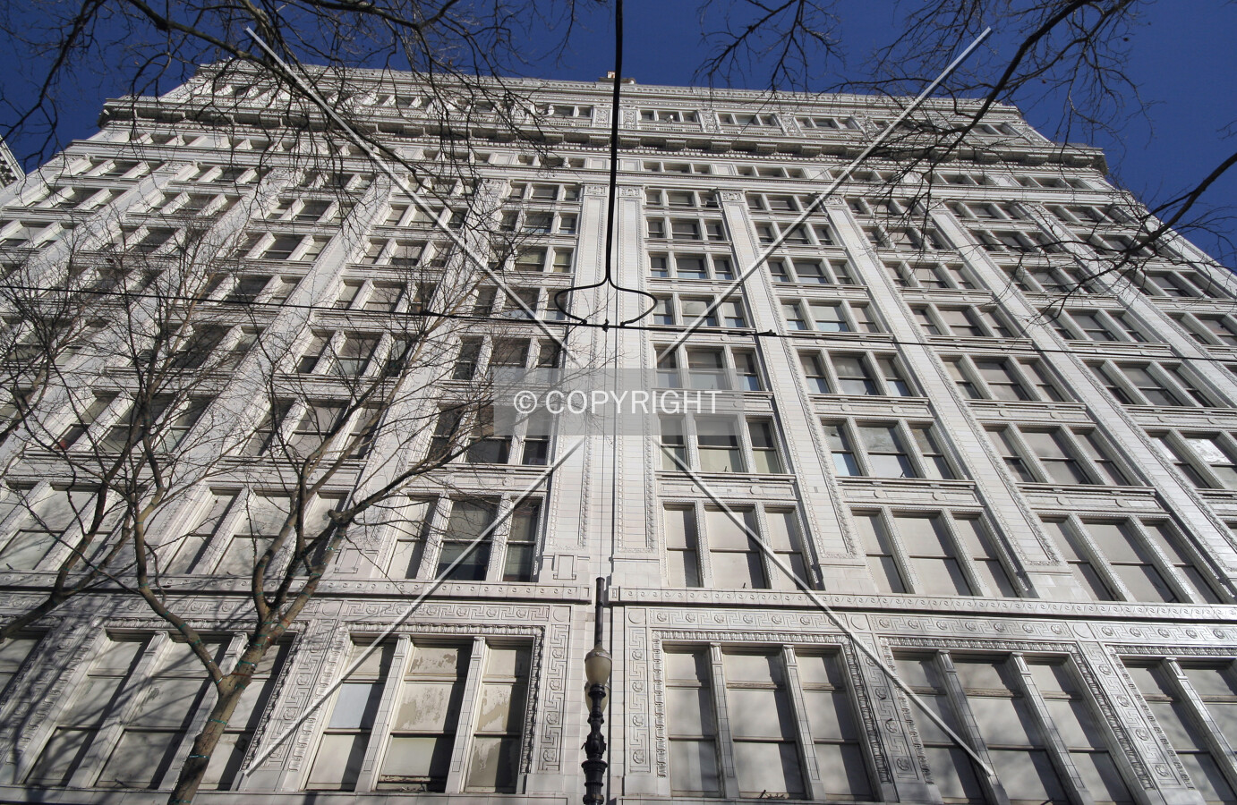 Looking up the southern facade