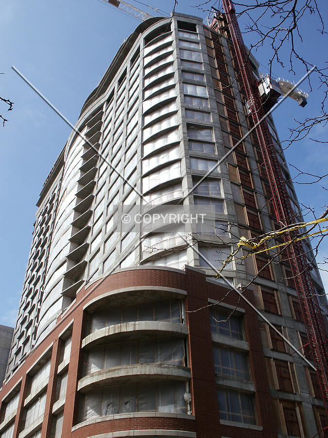 Looking up the southeast corner