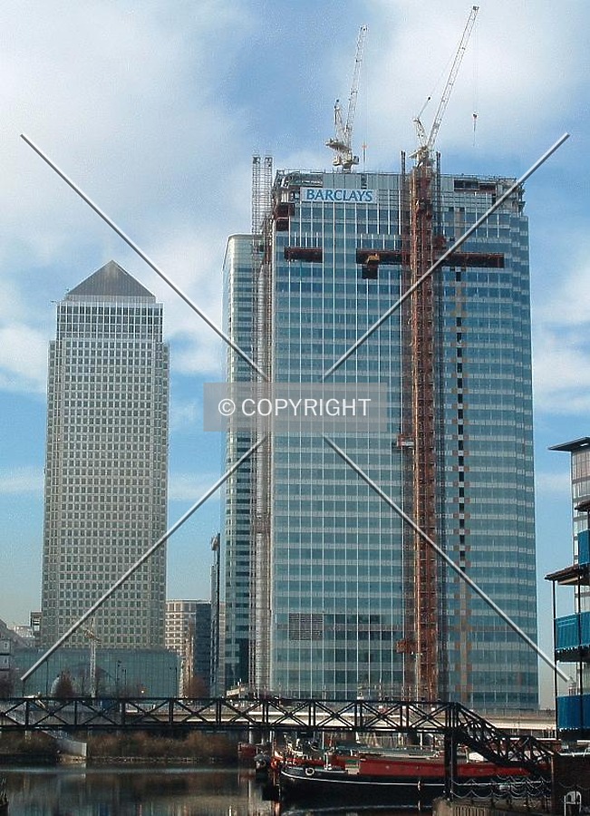 View of the eastern side of the building now with the second 'Barclays' sign in place