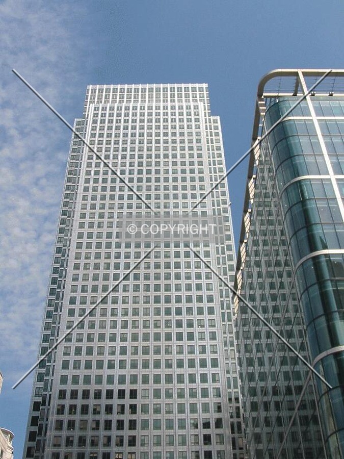 Looking up from the entrance to Canary Wharf Underground Station