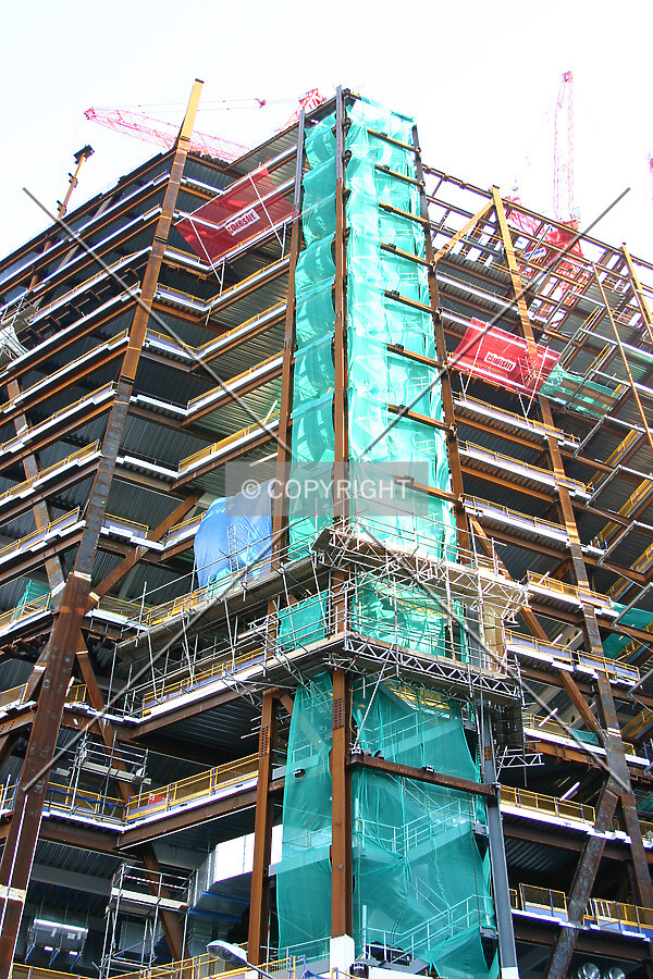 Looking up at the rear from Worship Street