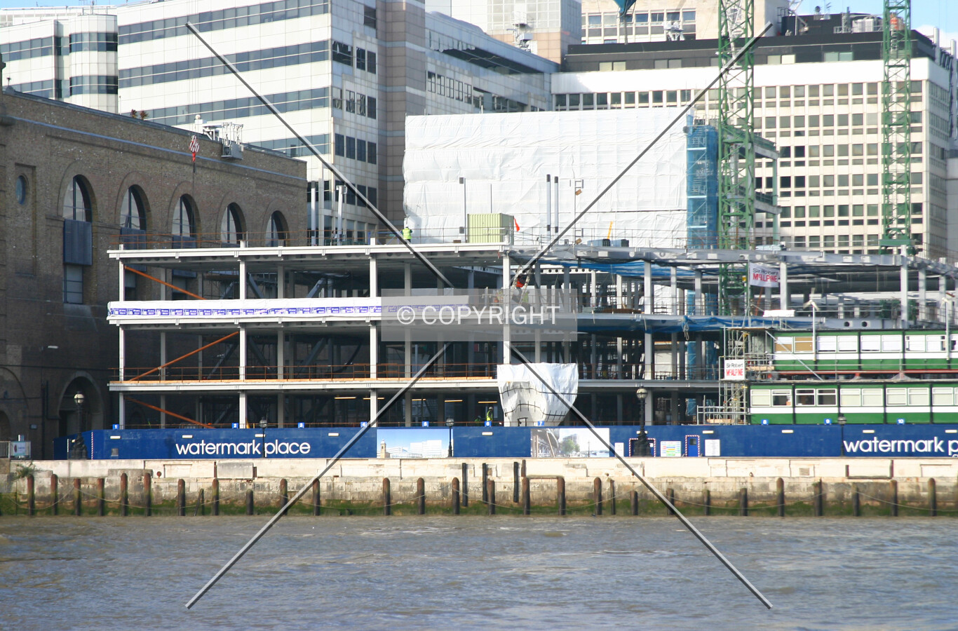 View north across the Thames