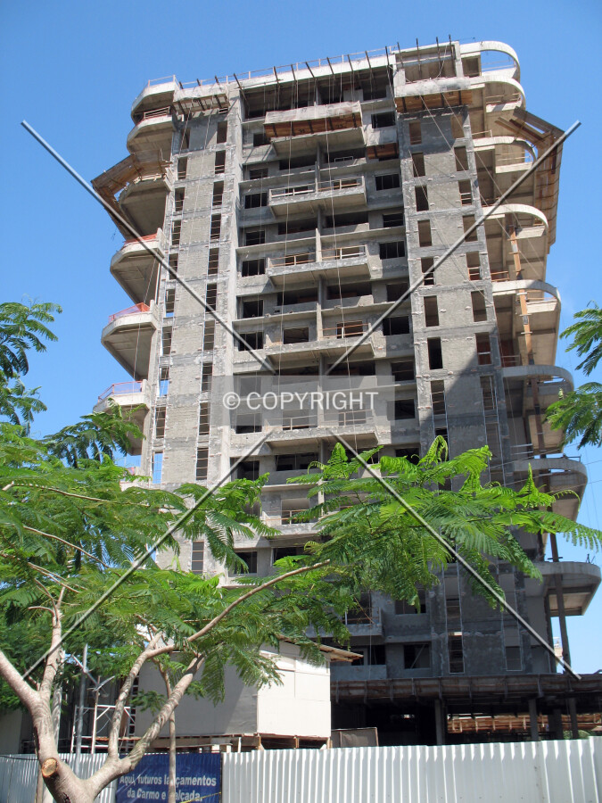 The building is topped out and works on the facade have advanced
