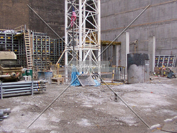 Base of the tower crane and initial above-ground structure