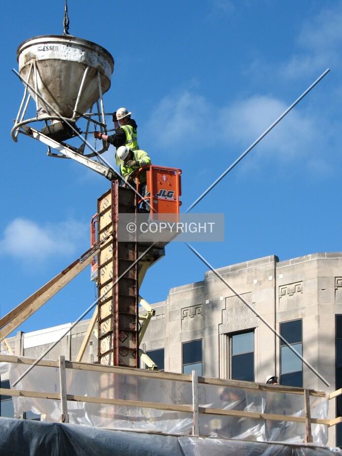 Pouring concrete into a column