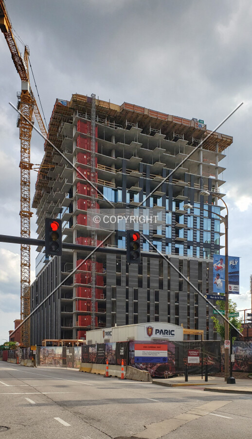 View from the northeast during construction; June 16, 2019