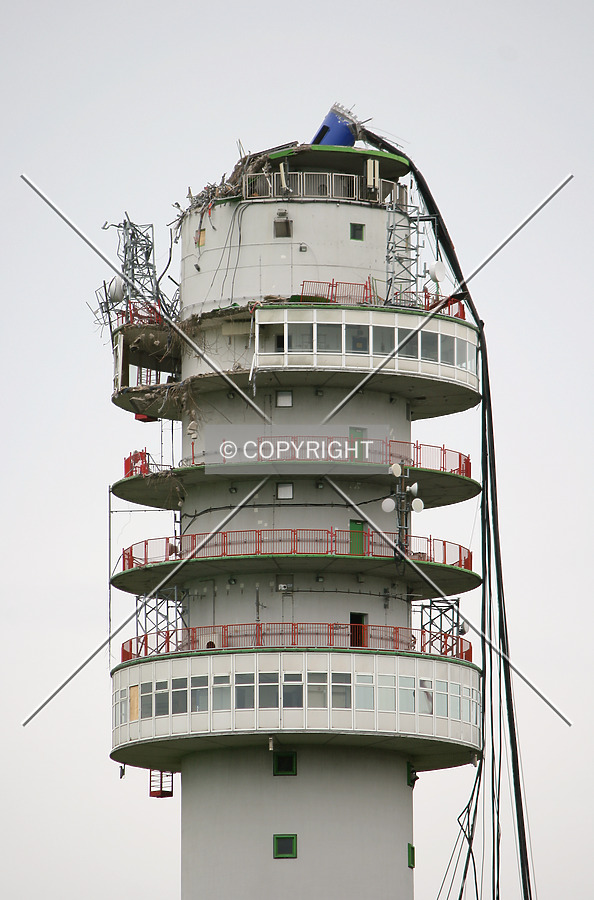 Damaged upper section of the main tower