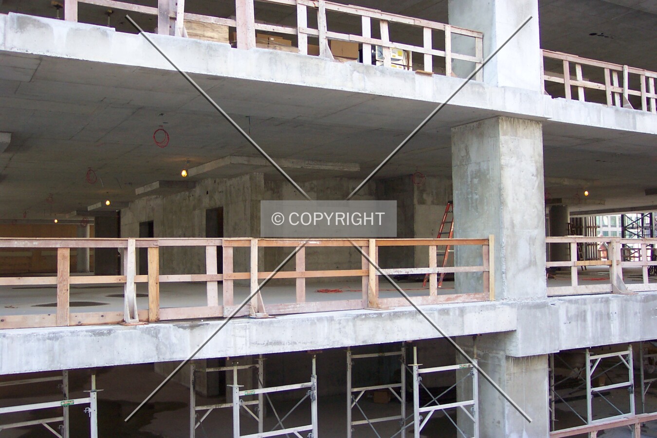 Looking into the 3rd floor towards the elevator shafts