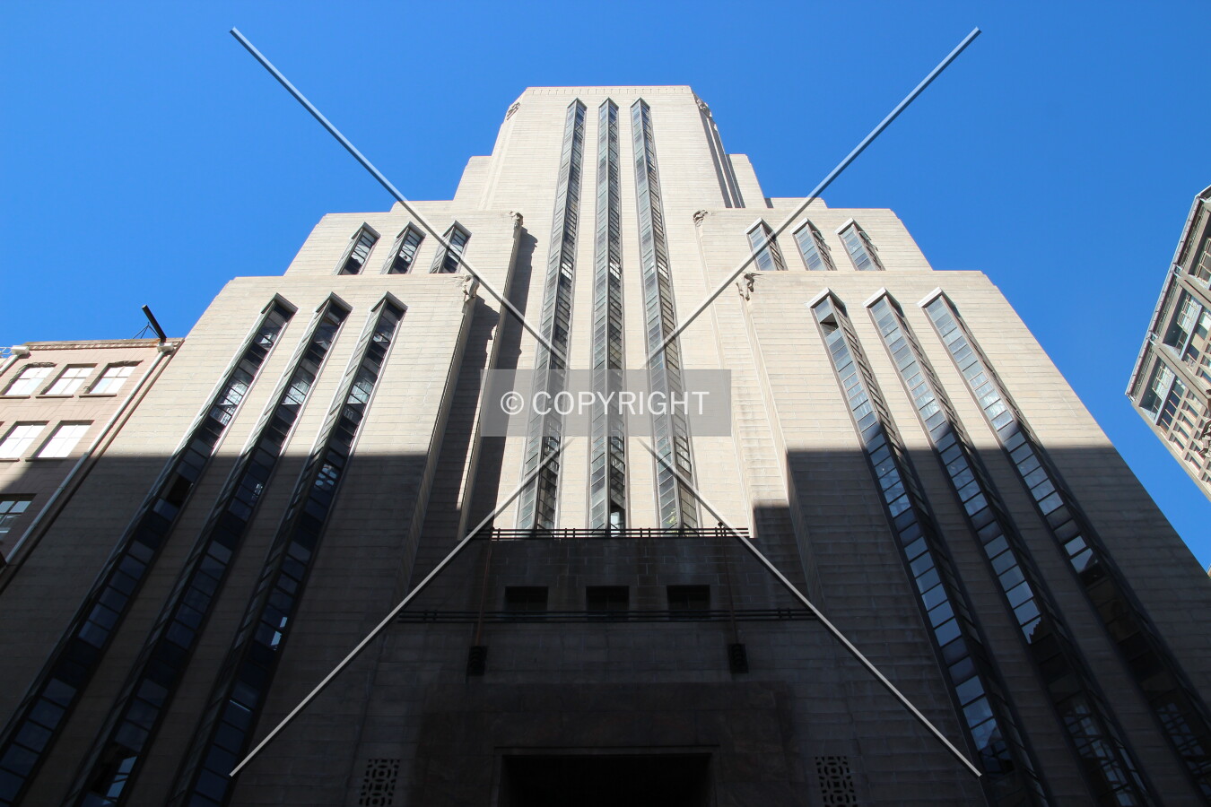 Looking up main facade