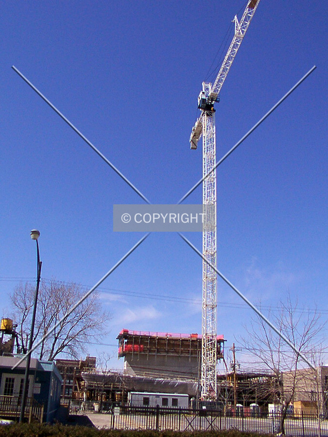 Site and crane viewed from Indiana Avenue