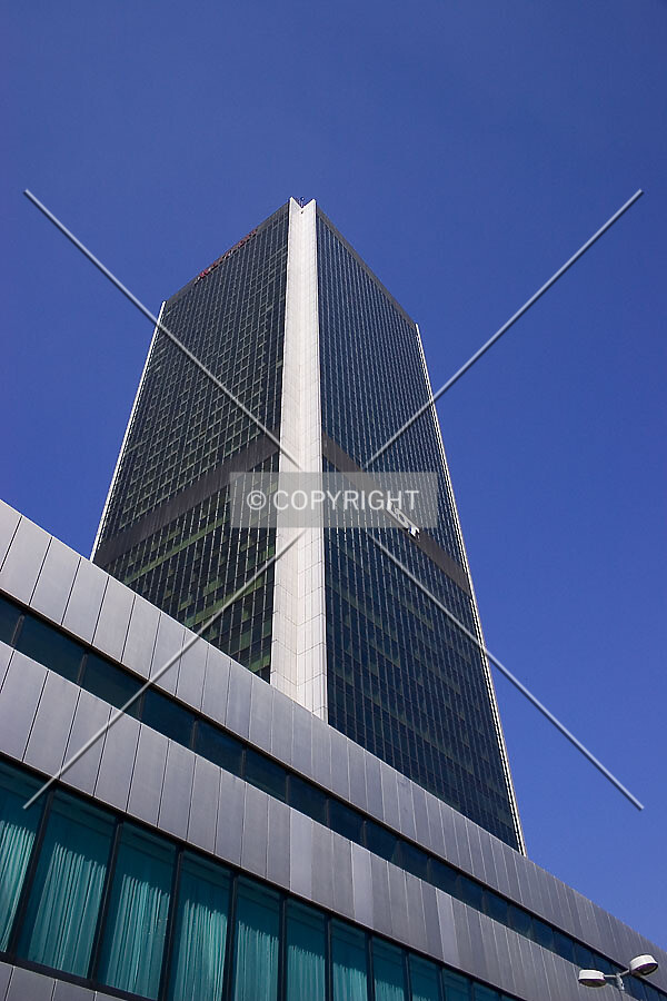 Looking up the southwest corner