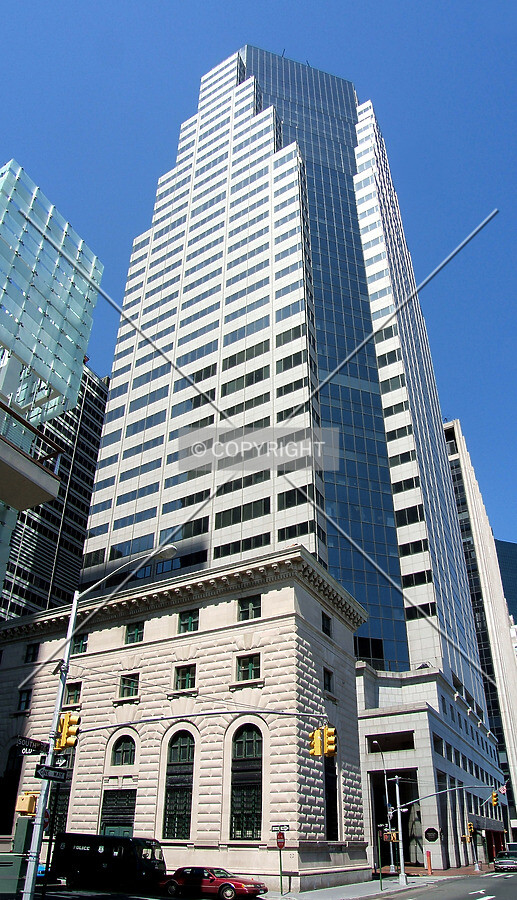 View from the southwest at Old Slip and South Street