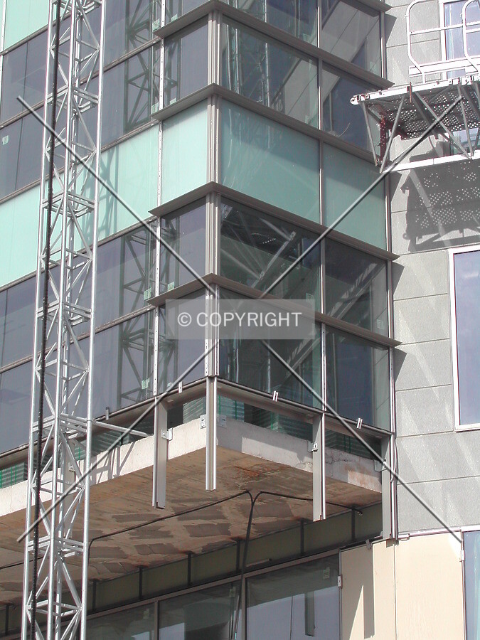 Close view of the curtain wall facade