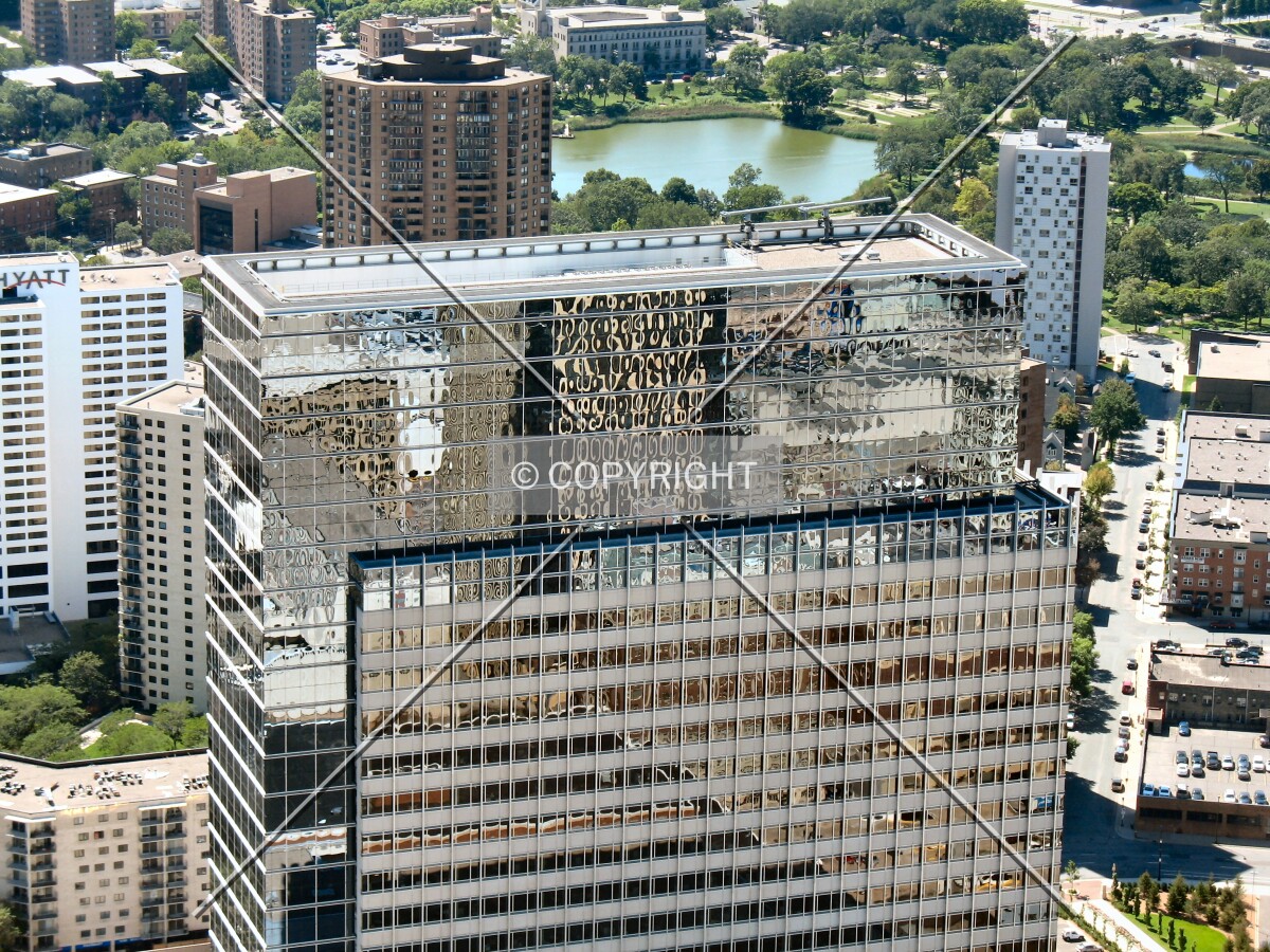 Top floors from the IDS Tower roof, Loring Lake in the distance