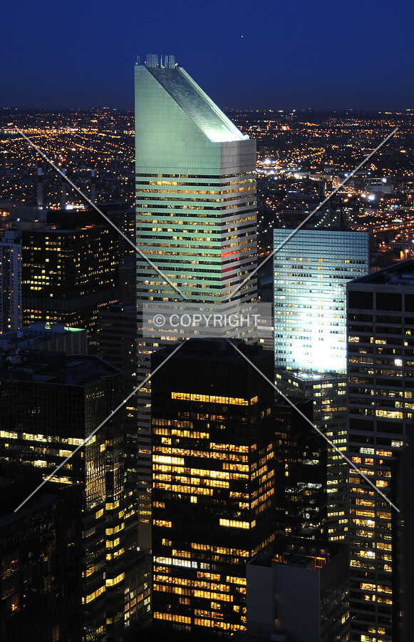 Seen from the Rockefeller Center at night
