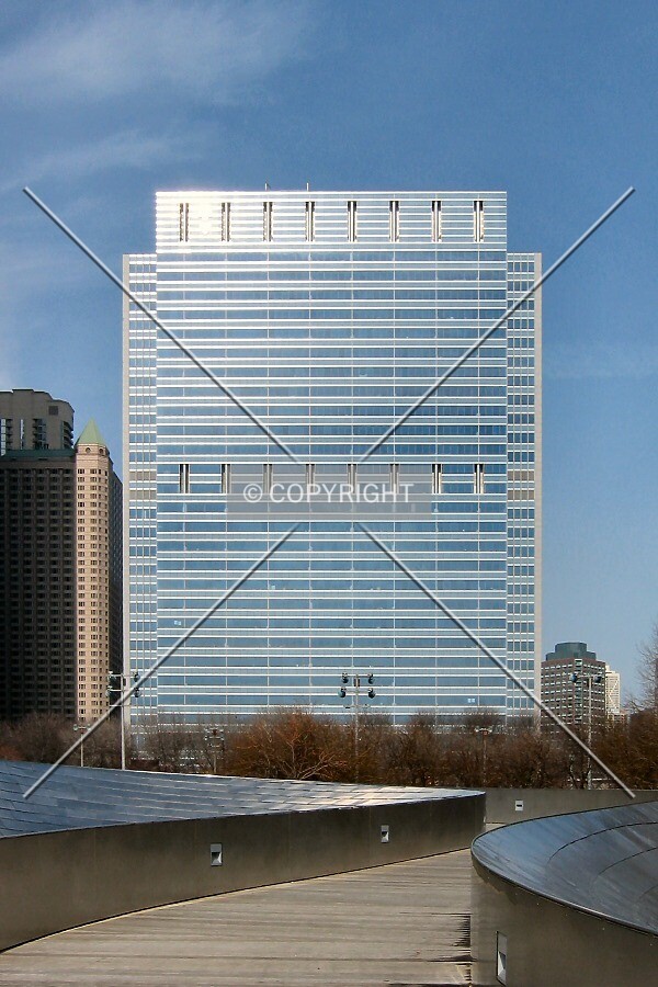 View to the north from the BP Bridge in Millennium Park