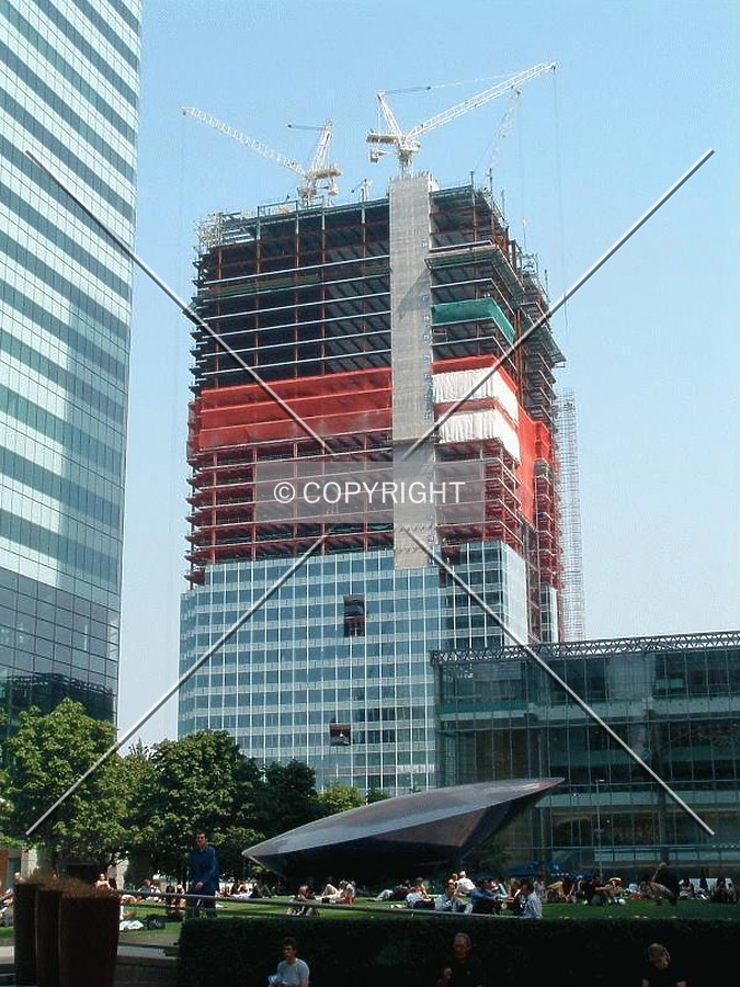 View from outside One Canada Square showing the west side