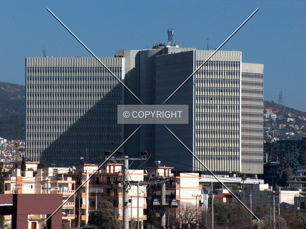 Distant view from the front terrace of the Mall Athens shopping center