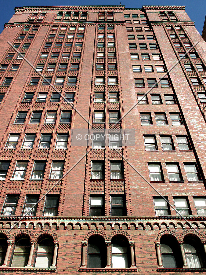 Looking up the west facade