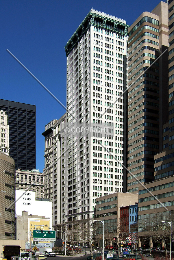 View from the southwest along Trinity Place