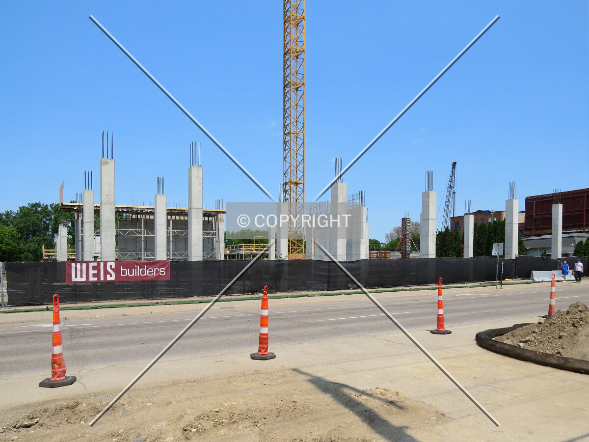 View to the north across 1st Avenue NE