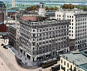 View from the northeast showing original construction