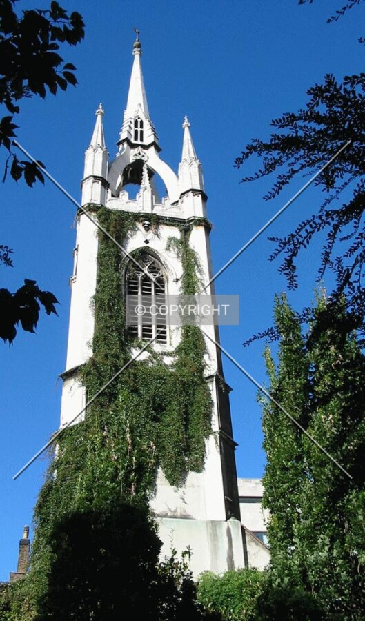 Looking up at the tower from the internal garden