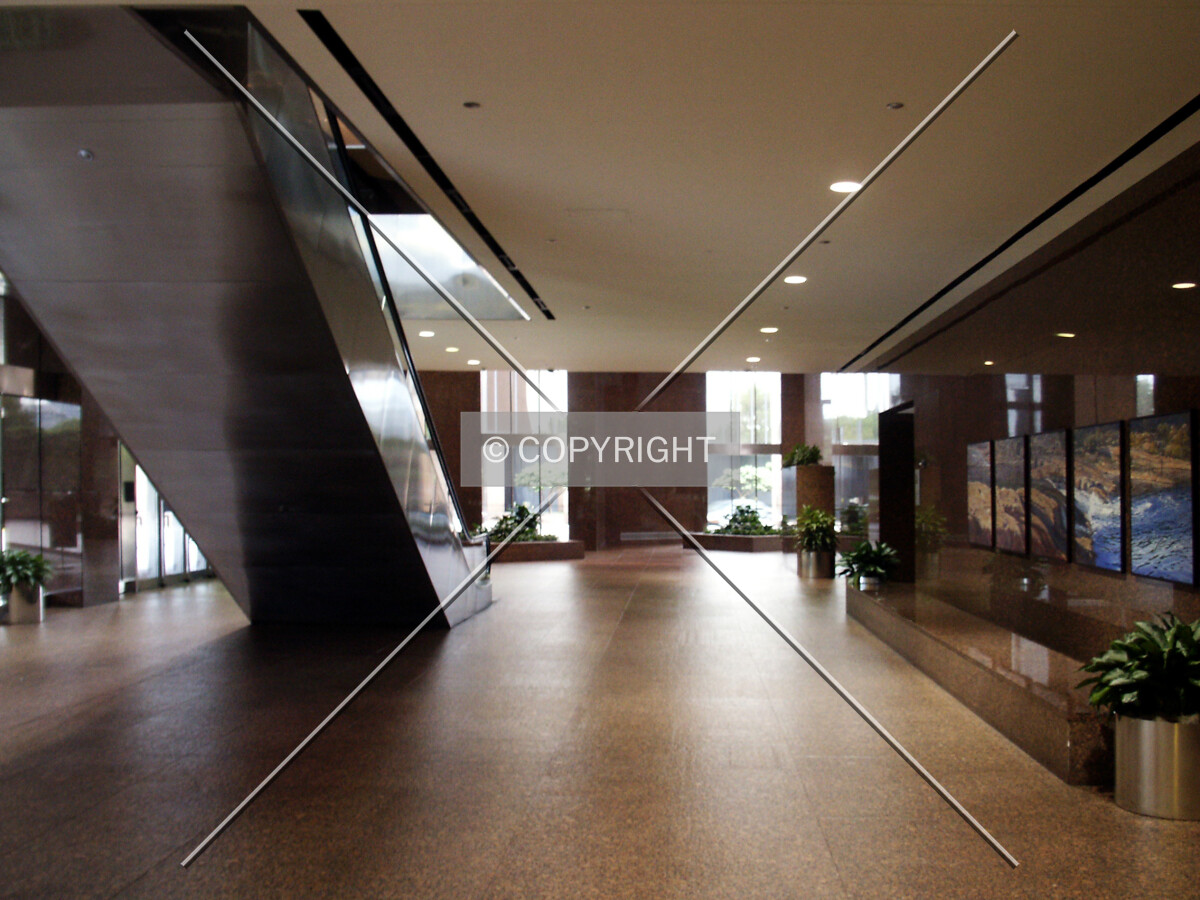 Looking south through the east lobby