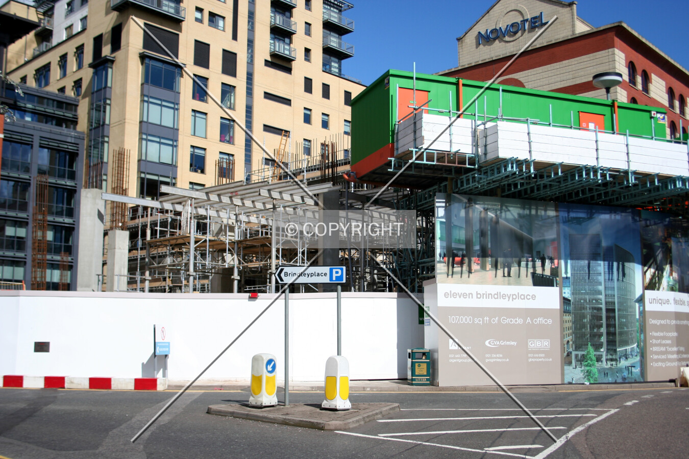 Looking east at the construction progress