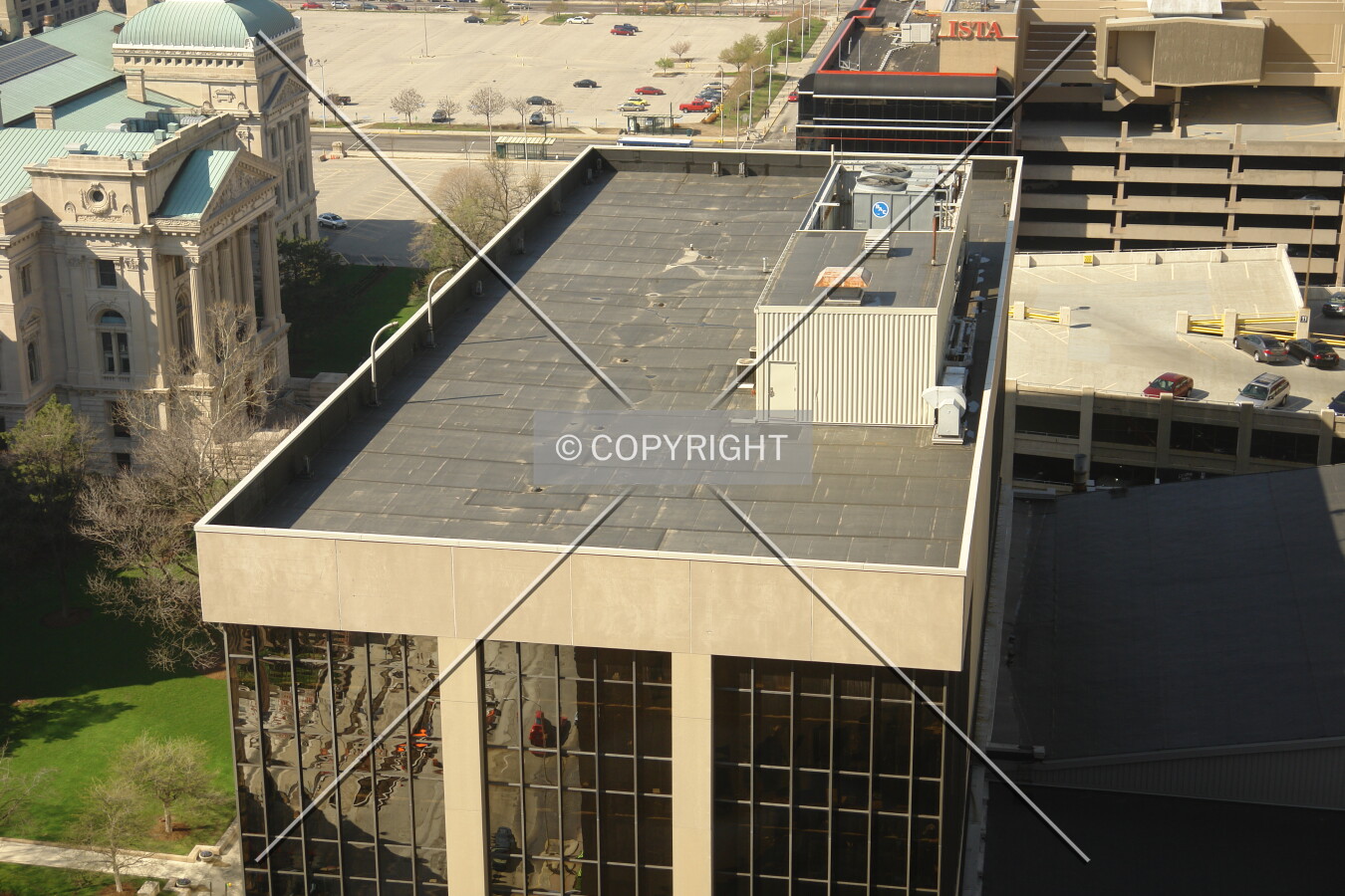 Looking on top of the roof