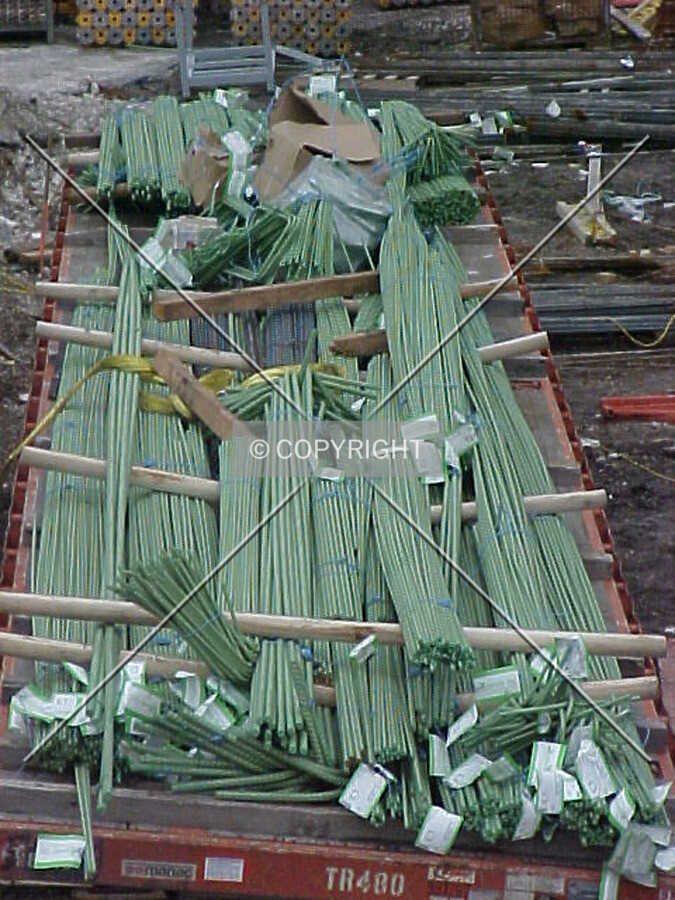 A flatbed full of rebar