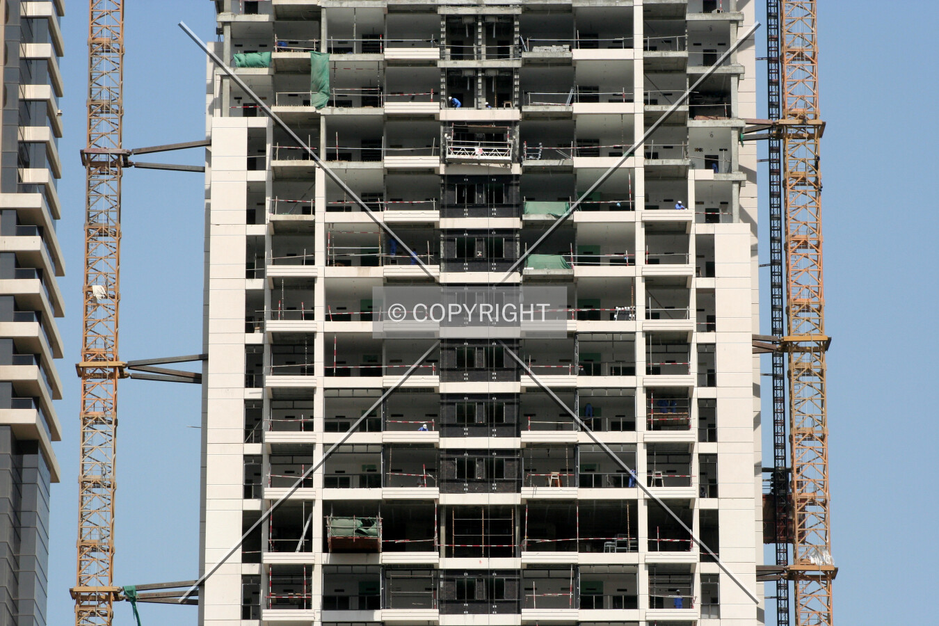 View of the facade progress