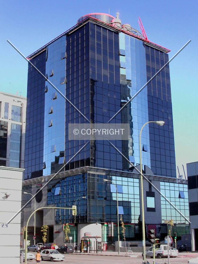 Looking at the building from the west