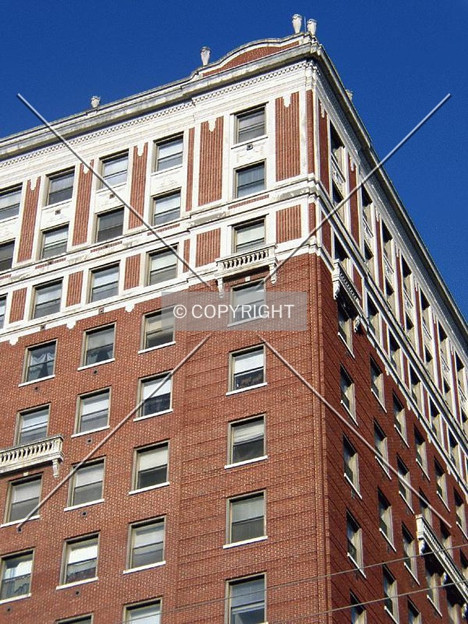 Detail of the upper floors on the southwest corner