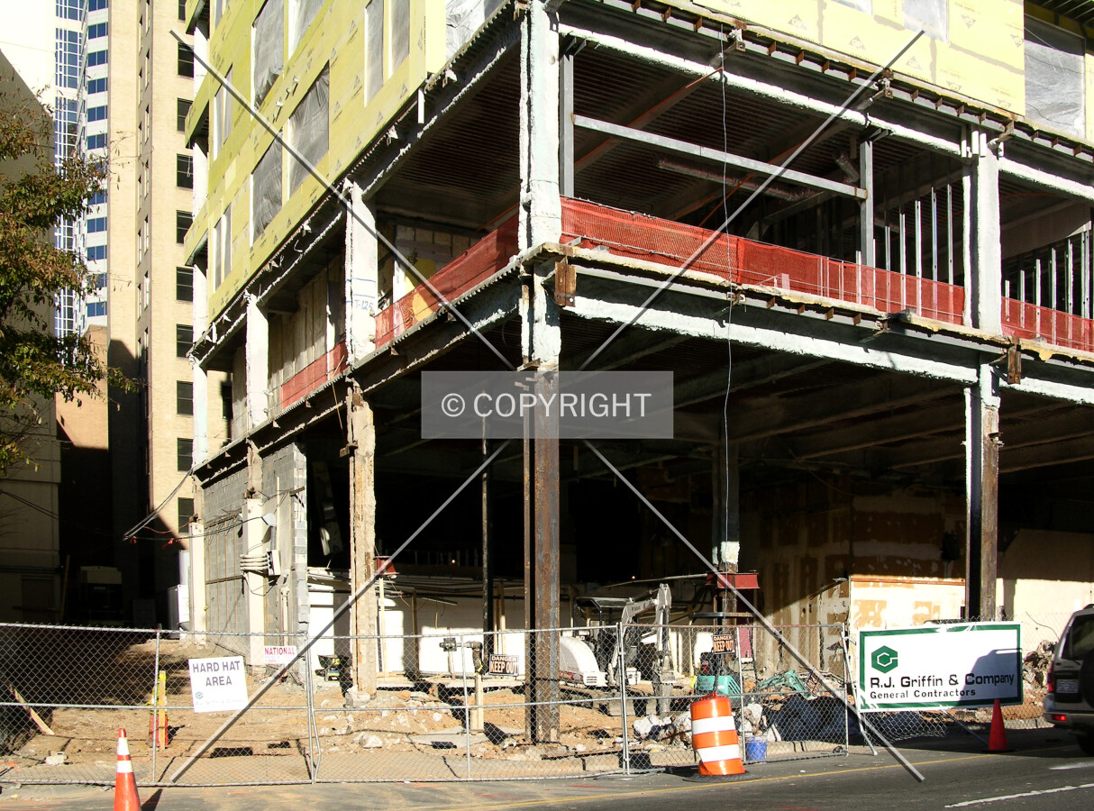 Detail of the gutted ground floor on the southwest corner