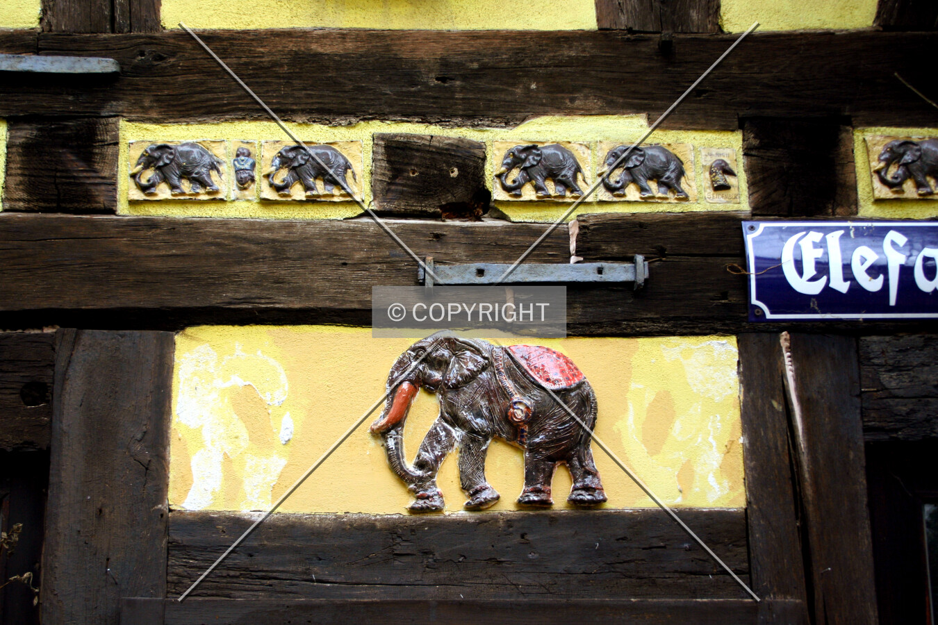 Elephant carvings on the southeast facade