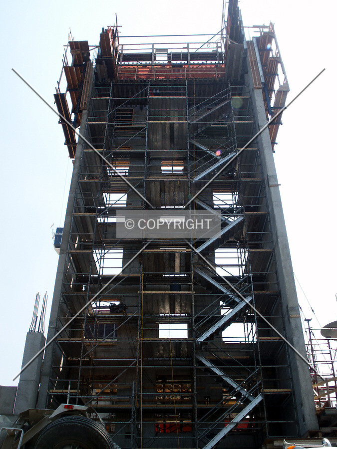 Looking up the stairway core at the southwest corner of the garage