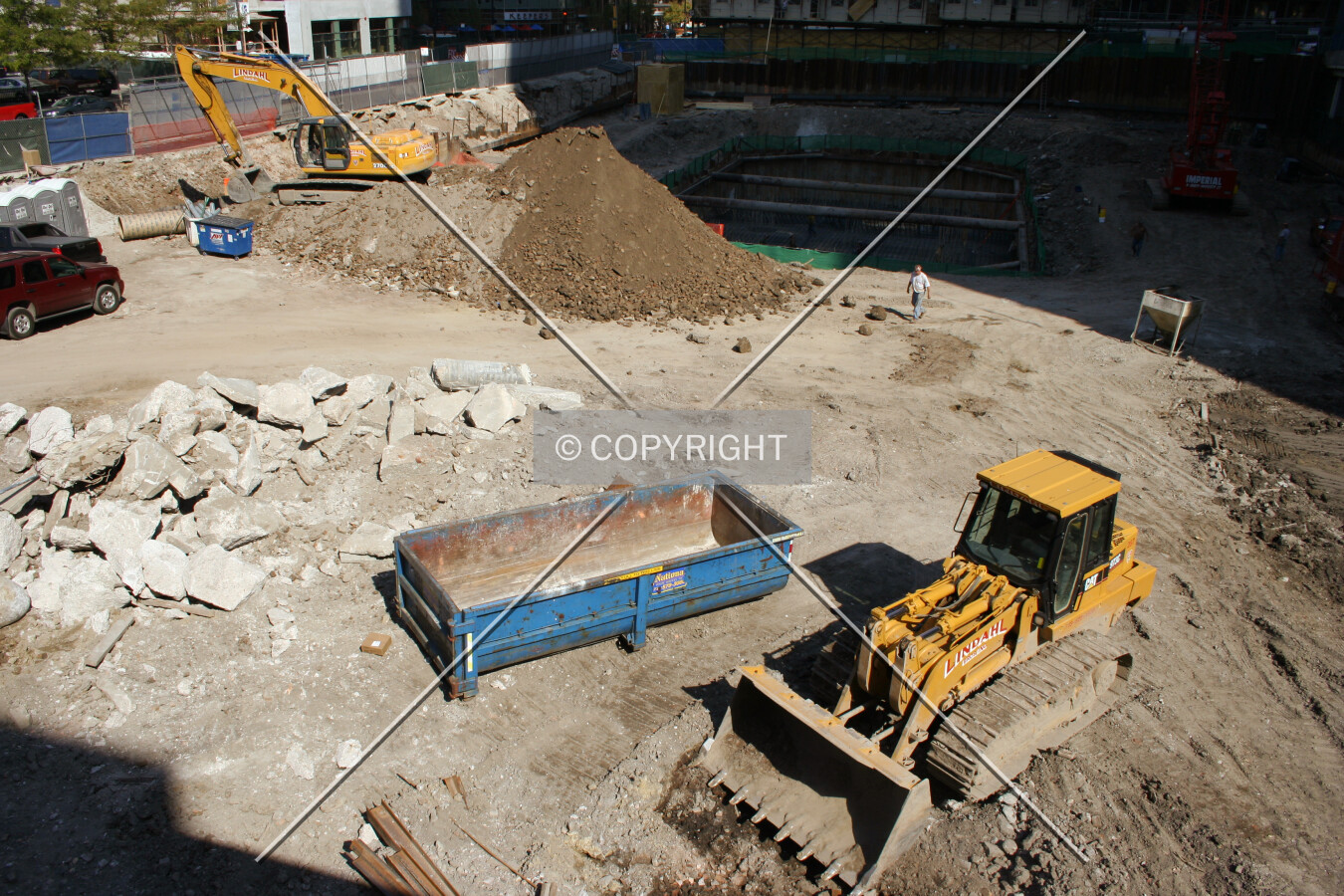 Looking east from the elevated construction trailer platform