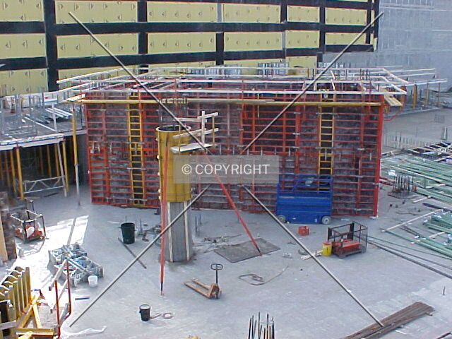 Formwork surrounding the core of the building