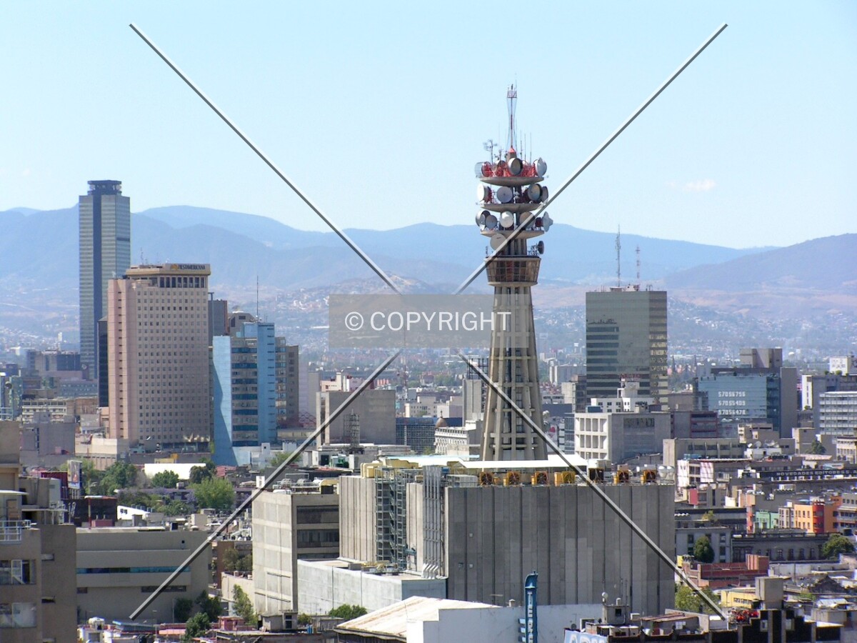 View from the east with Pemex Tower in the background
