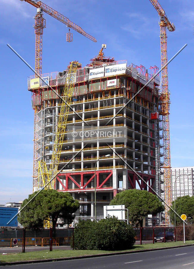 As seen from across Paseo de la Castellana