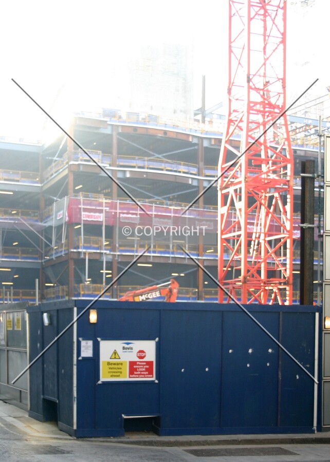 View southwest of the site from St. Swithin's Lane