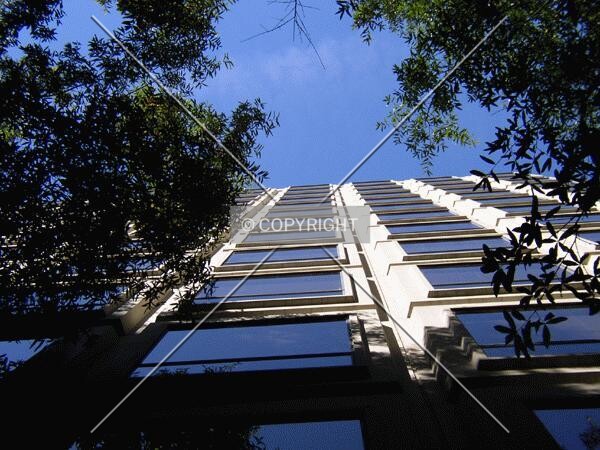 Looking up the eastern facade