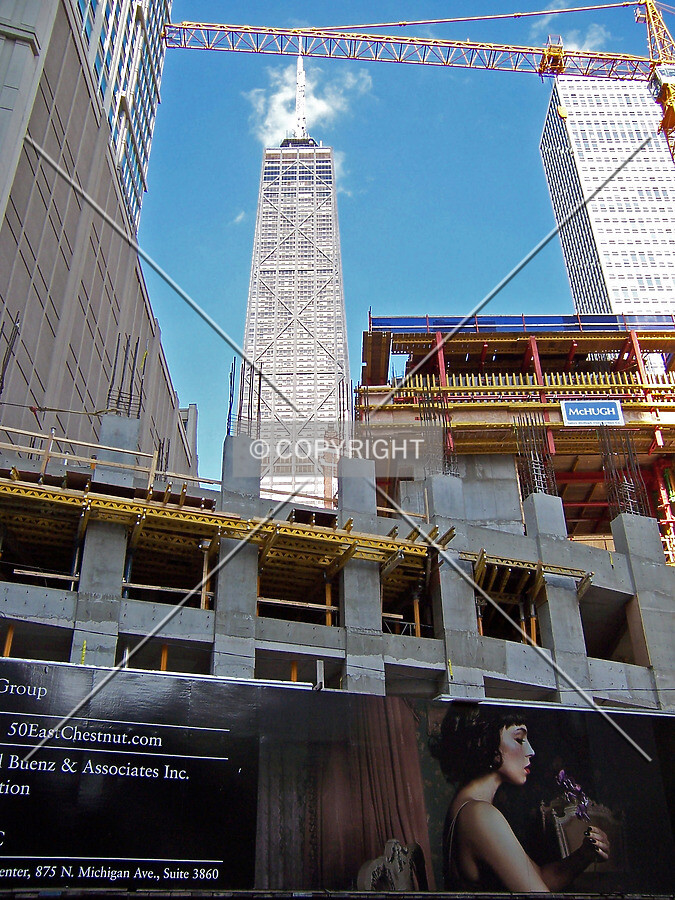 Looking up from Rush Street