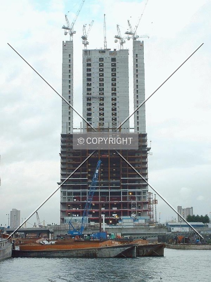 Looking north from South Quay showing allmost half the floors are now in place
