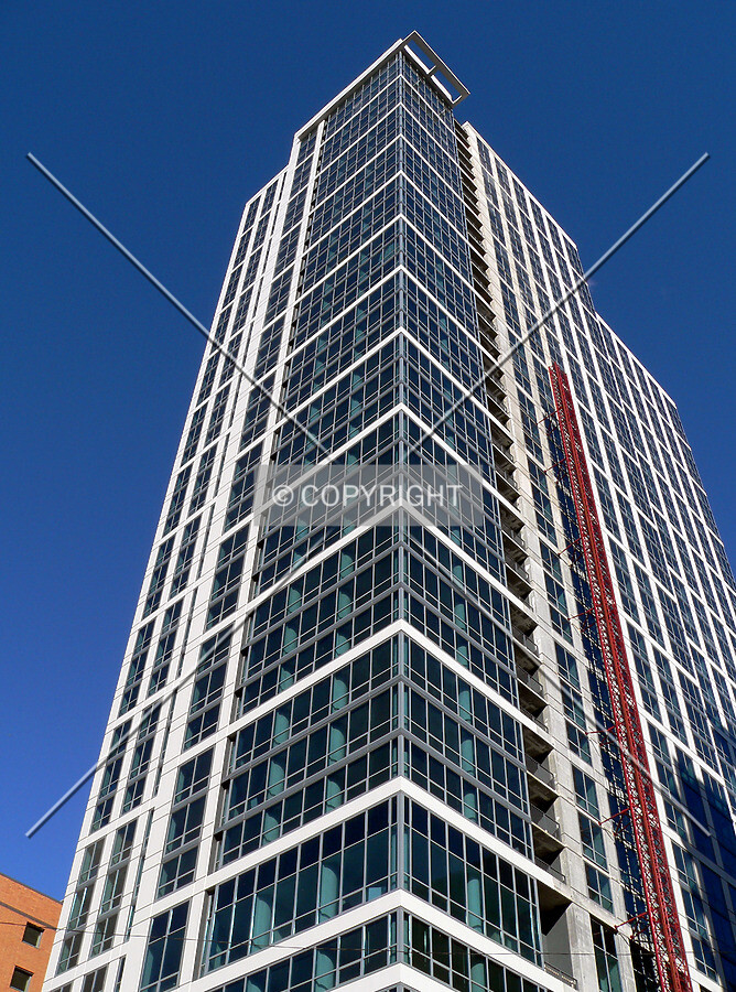 View up the southwest corner from the intersection of Michigan Avenue and 13th Street