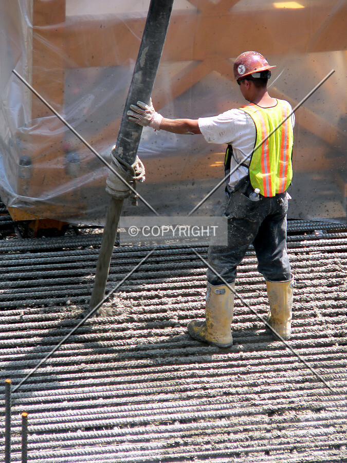 Pouring concrete for the mat foundation